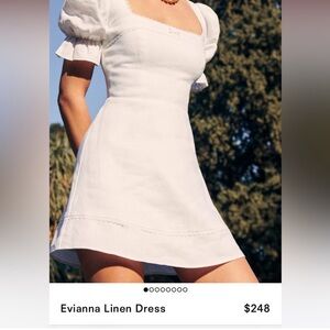 Reformation White Puff Sleeve Mini Dress